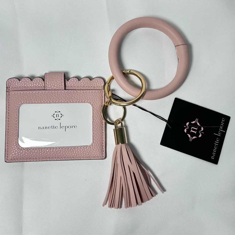 Nanette Lepore Card Holder Keychain w/ Removable Bracelet Blush Pink NWT